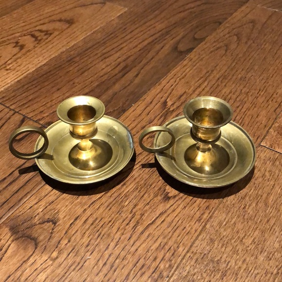 Other - Vintage brass candle holders with finger handles
